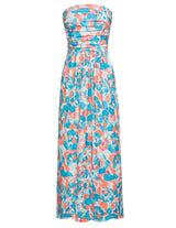 Women's Strapless Pleated Maxi Dress with Pockets