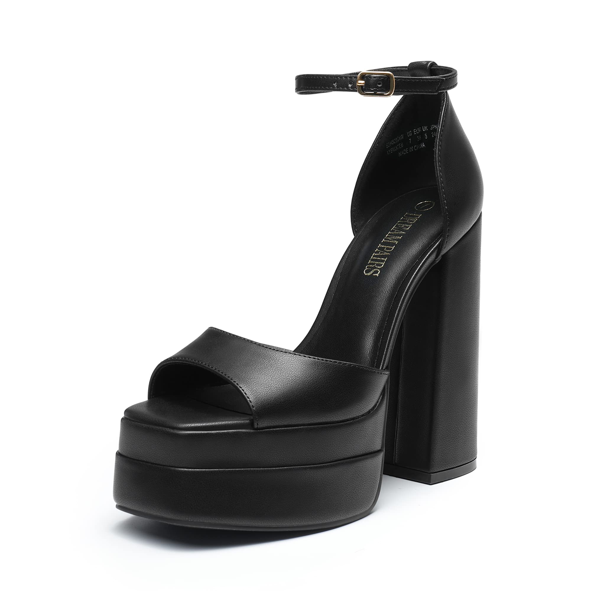 DREAM PAIRS Women's 5.5" Chunky Block Platform Heel Sandals | Open Square Toe Ankle Strap