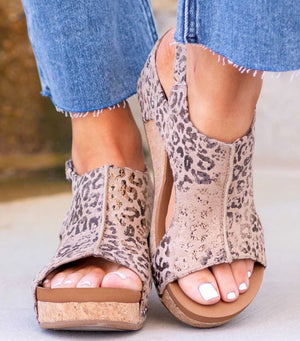 Women's Wedge Peep Toe Platform Rivet Sandals - Dazzling Beauty Solution