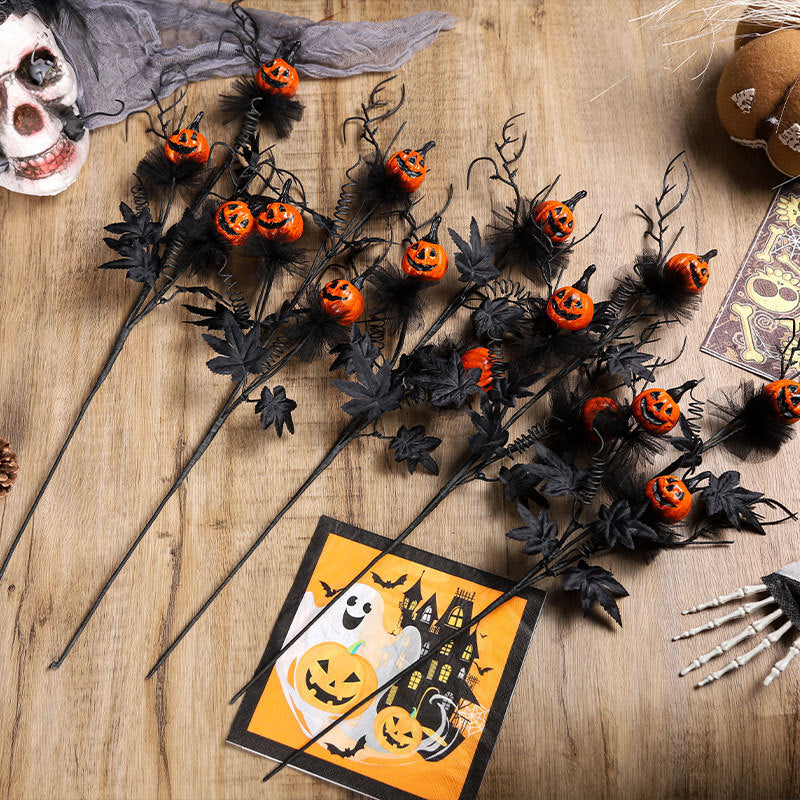 Halloween Decorations Black Horror Pumpkin Twig Cutting Bouquet - Dazzling Beauty Solution