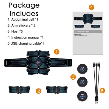 ABS Stimulator Abdominal Muscle Rechargeable EMS Electrostimulator Trainer Muscle Toner Toning Workout for Men Women