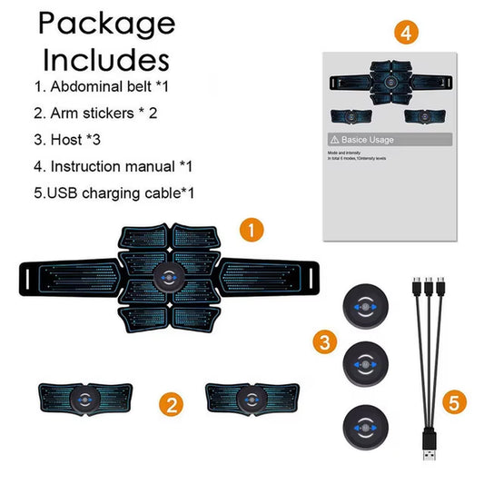 ABS Stimulator Abdominal Muscle Rechargeable EMS Electrostimulator Trainer Muscle Toner Toning Workout for Men Women