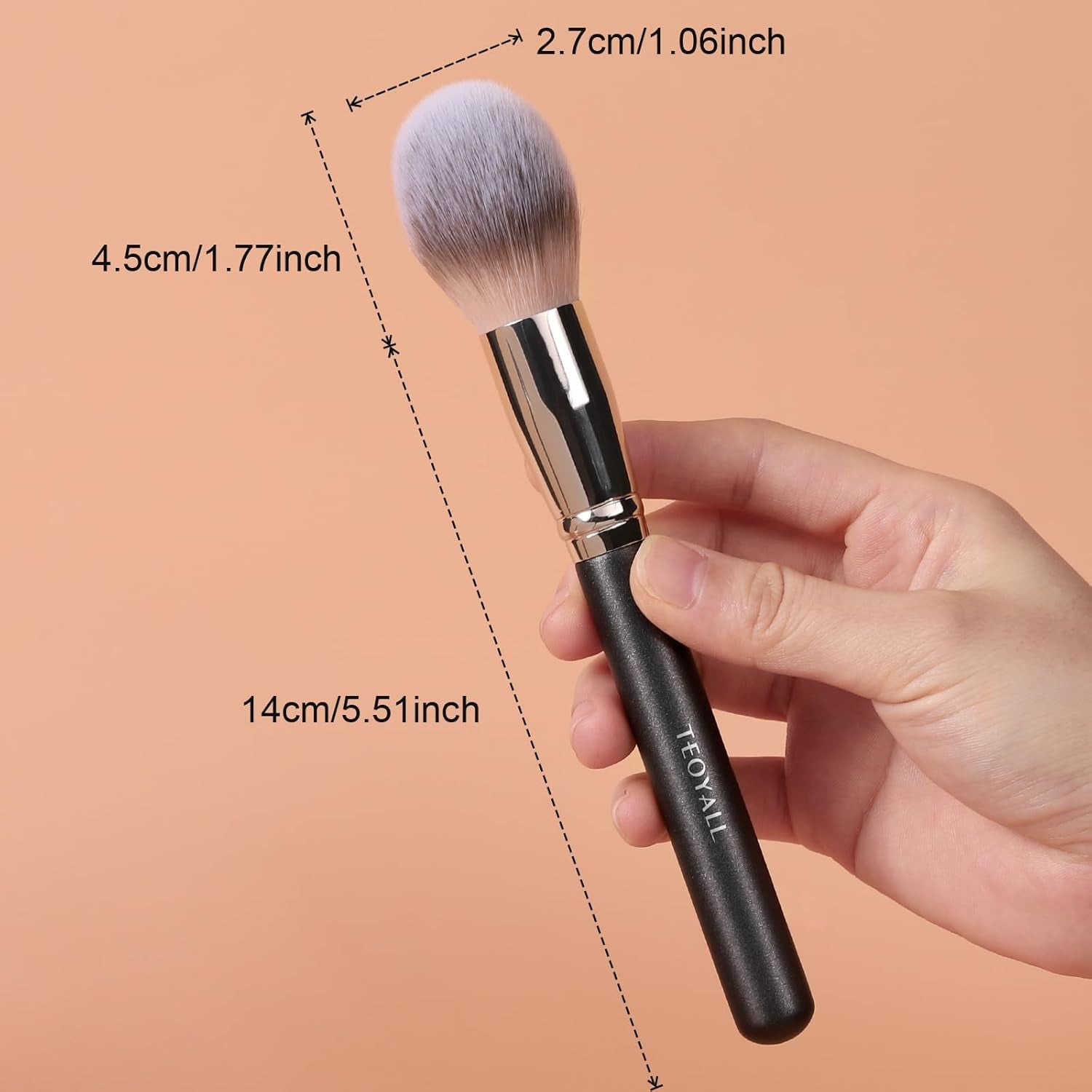Oval Blush Brush, Ultra Plush Fluffy Synthetic Bristles Powder Brush for Contour Bronzer Cheek with Loose Powder