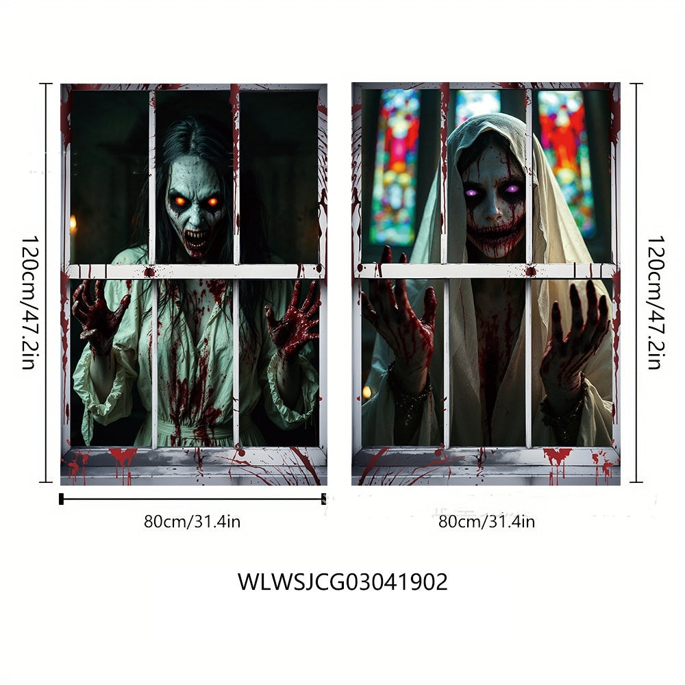 3D Holiday Window Cover Witch Halloween Window Cover - Dazzling Beauty Solution
