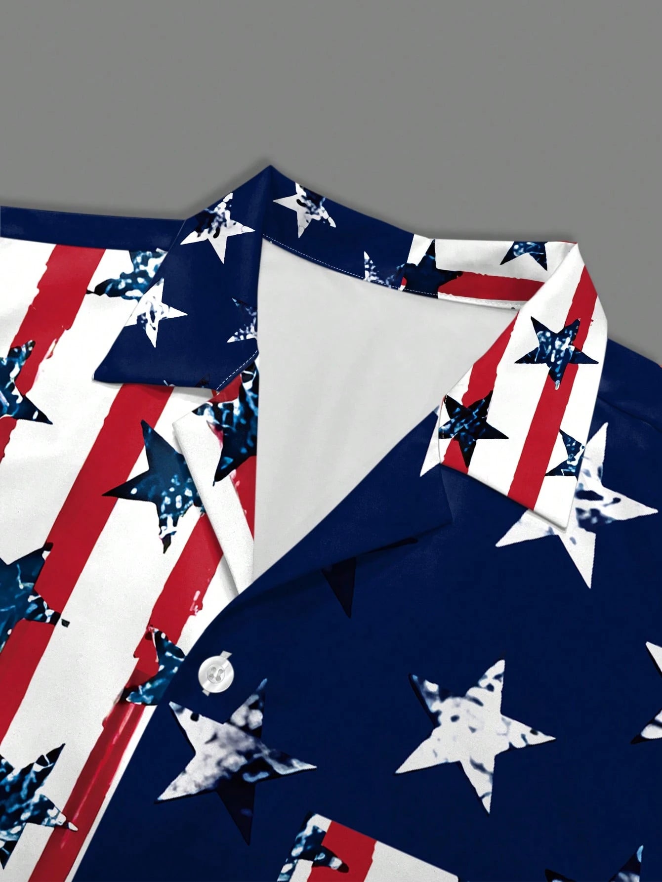 Manfinity Homme Men'S Summer USA Flag Printed Short Sleeve Single-Breasted Casual Shirt for 4Th of July