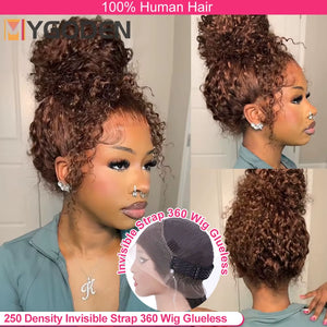 Shop MYGODEN's 250% Density Invisi Strap 360 Full HD Lace Wig – Chocolate Brown Deep Wave Perfection for stunning style.