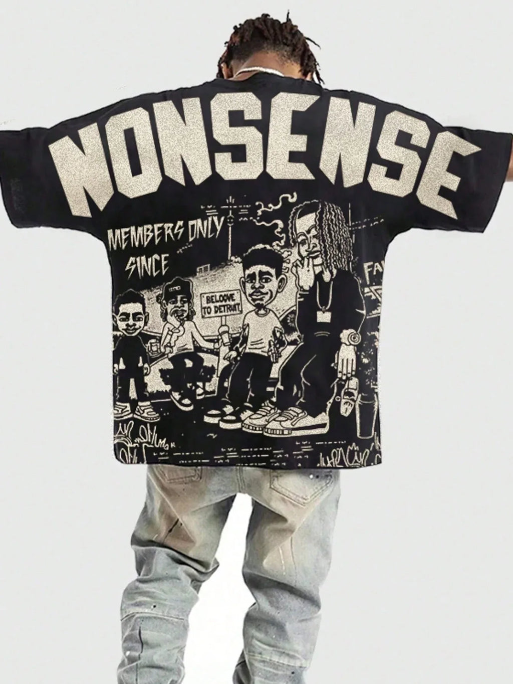 ROMWE MEN Street Life 1Pc Men'S Street Figure Batwing Short Sleeve Crew Neck Casual T-Shirt - Dazzling Beauty Solution