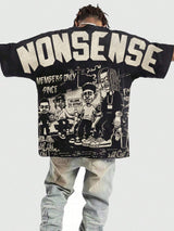 ROMWE MEN Street Life 1Pc Men'S Street Figure Batwing Short Sleeve Crew Neck Casual T-Shirt