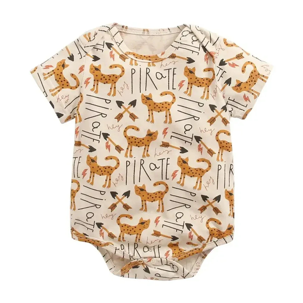 Baby Boys Girls Bodysuits Summer Cotton Toddler Clothes Cartoon Unisex Short Sleeve - Dazzling Beauty Solution