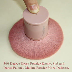 Retractable Kabuki Makeup Brush, Powder Brushes Foundation Travel Foundation Brush for Blush Bronzer & Powder (Pink)