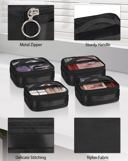 Makeup Brush Bag Extra Large Makeup Brush Case with 4 Small Bags Professional Makeup Artist Brush Holder Stand up Organizer for Travel with Adjustable Dividers and Shoulder Strap