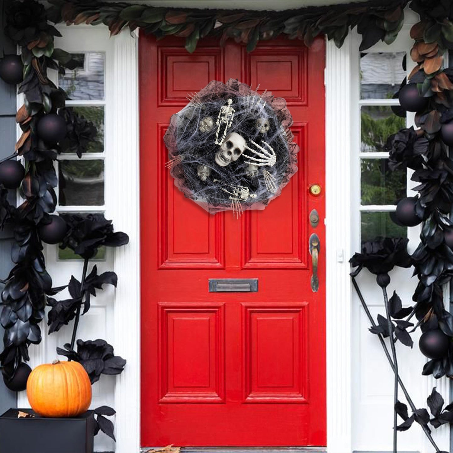 Halloween Black Mesh Skull Garland – Spooky Party Decoration - Dazzling Beauty Solution