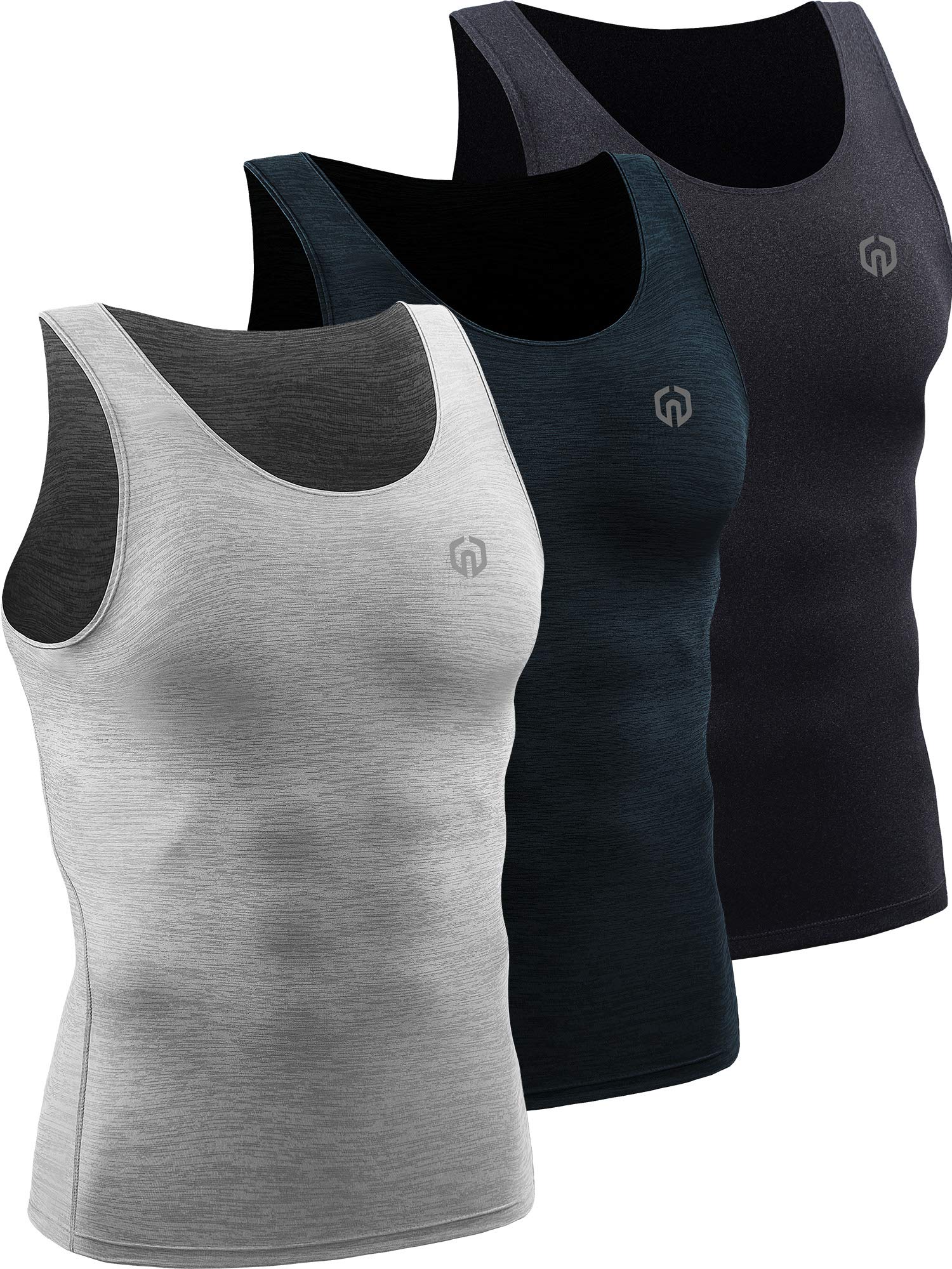 NELEUS Men's Athletic Compression Tank Top - Base Layer Sport Undershirt 3-Pack