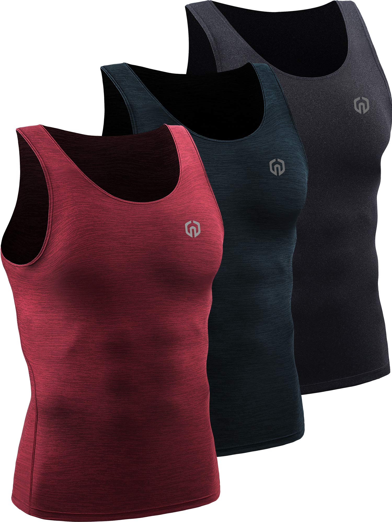 NELEUS Men's Athletic Compression Tank Top - Base Layer Sport Undershirt 3-Pack