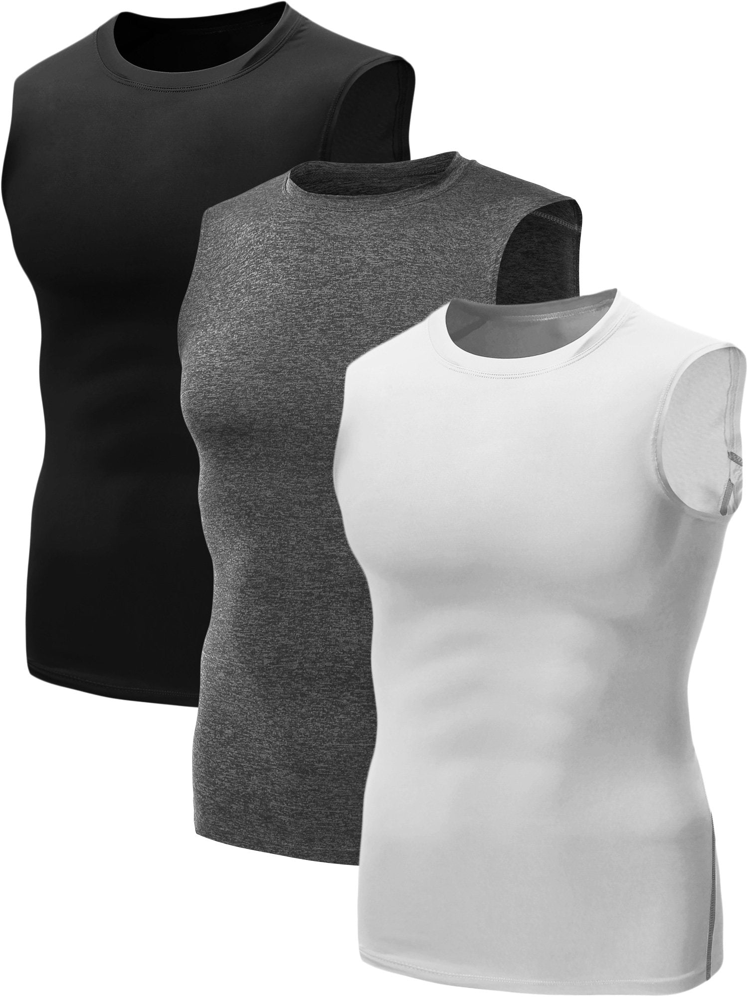 NELEUS Men's Athletic Compression Tank Top - Base Layer Sport Undershirt 3-Pack