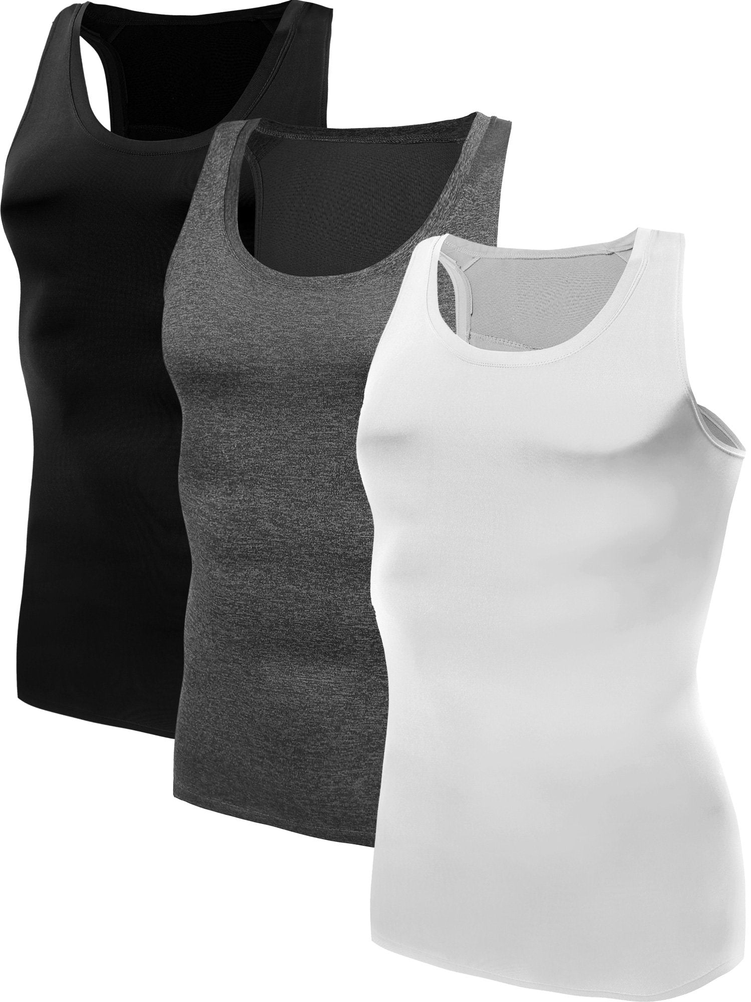 NELEUS Men's Athletic Compression Tank Top - Base Layer Sport Undershirt 3-Pack