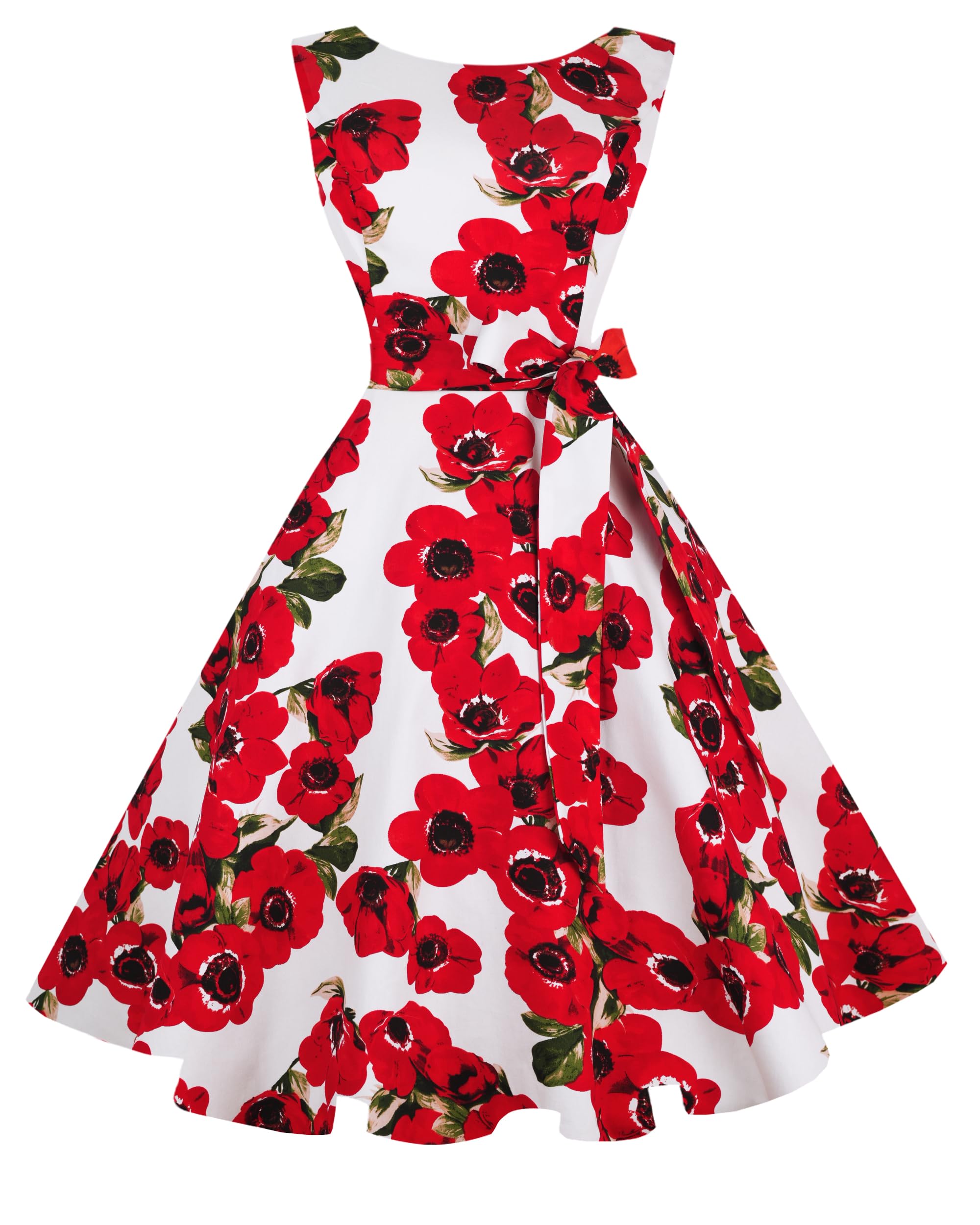Women's Boatneck Sleeveless Swing Vintage 1950s Cocktail Dress