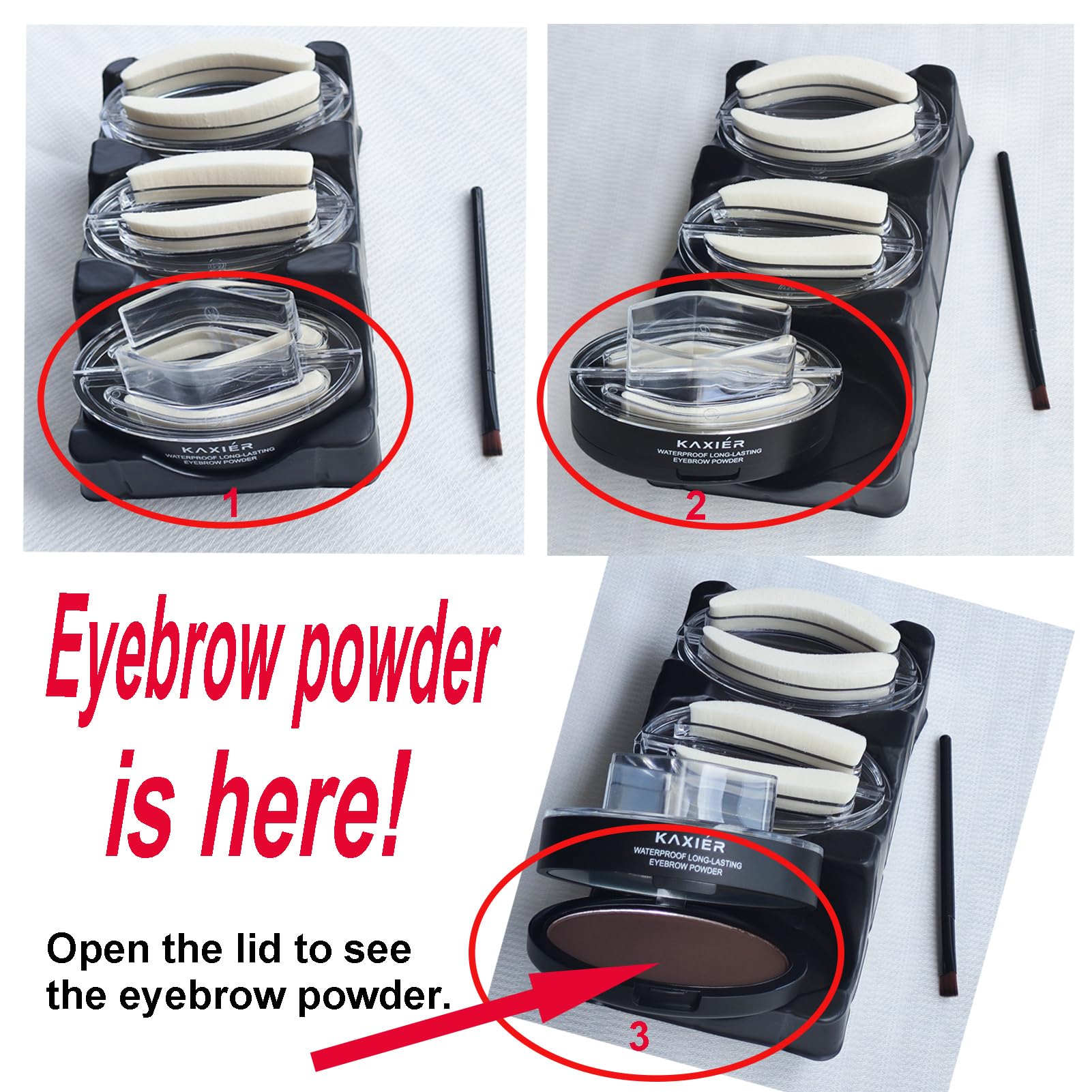 Waterproof Eyebrow Stamp Powder Kit with Stencils & Mirror