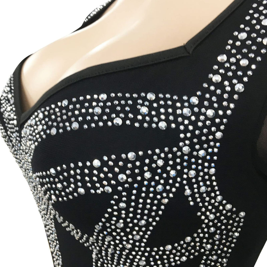 Crystal Mesh Rhinestone Bodycon Dress – Luxe Sheer Evening Gown