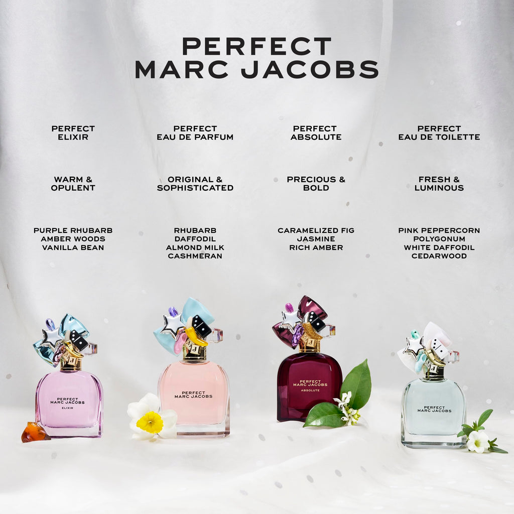 Marc Jacobs Perfect Elixir Eau de Parfum – Ambery Floral Women's Perfume – With Notes of Purple Rhubarb, Golden Amber Woods & Vanilla Bean Extract - Vegan Fragrance
