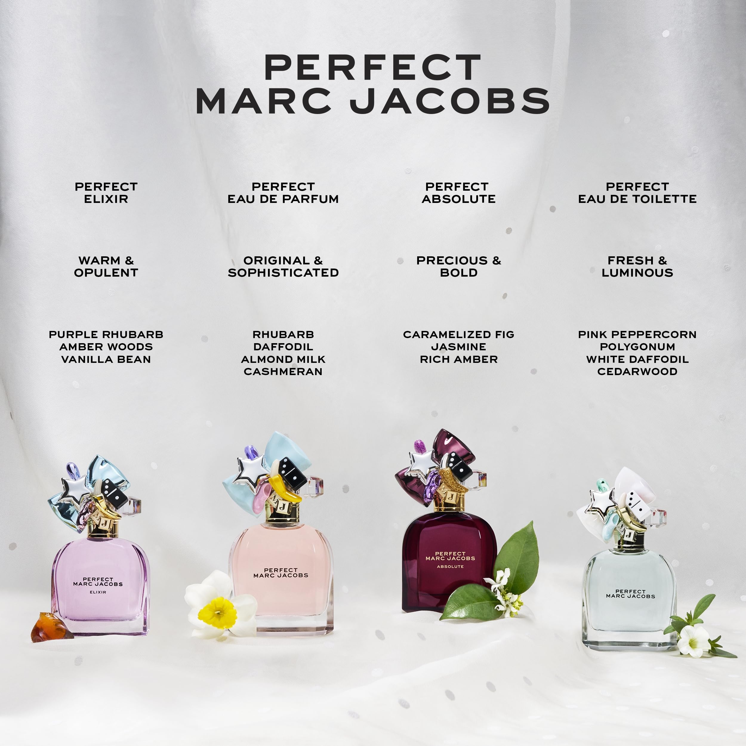 Marc Jacobs Perfect Elixir Eau de Parfum – Ambery Floral Women's Perfume – With Notes of Purple Rhubarb, Golden Amber Woods & Vanilla Bean Extract - Vegan Fragrance