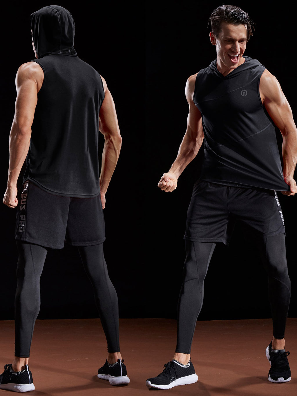 NELEUS Men's Dry Fit Hooded Muscle Tank Top - Athletic Workout Running Shirt 3-Pack