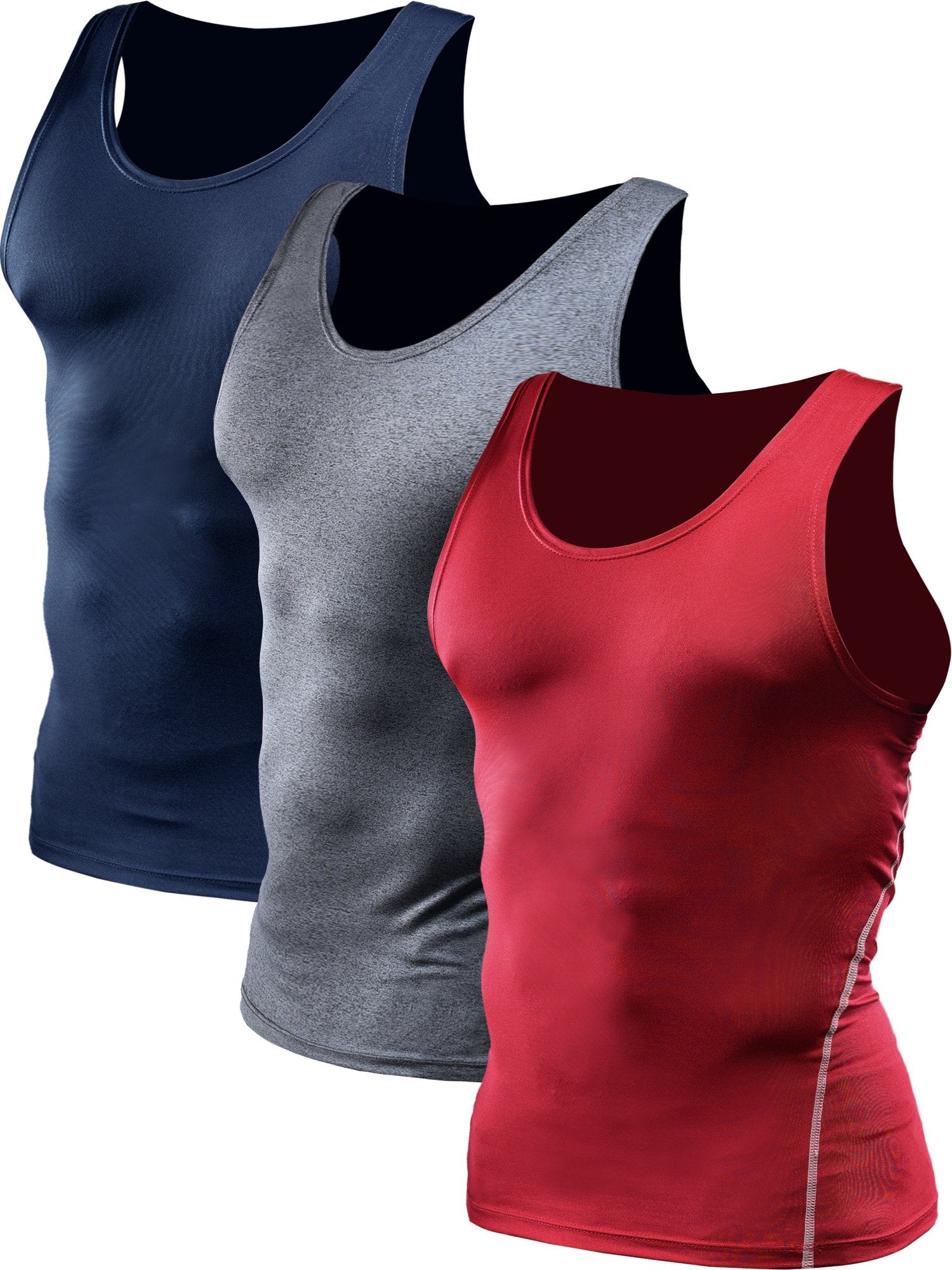 NELEUS Men's Athletic Compression Tank Top - Base Layer Sport Undershirt 3-Pack
