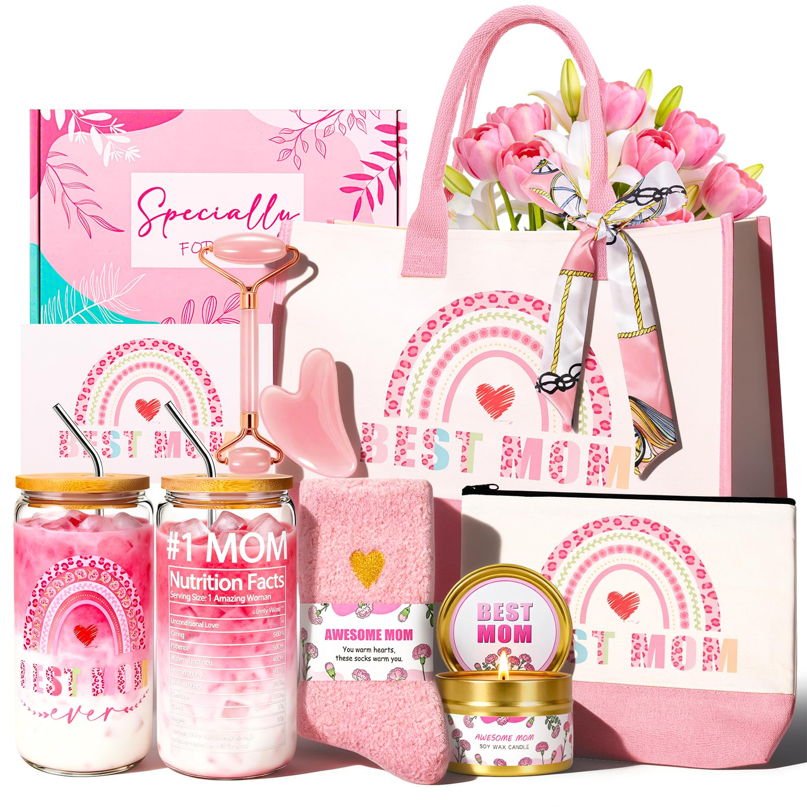 Best Mom Ever 7-Piece Gift Set – Birthday & Mother’s Day Gift Basket for Mom