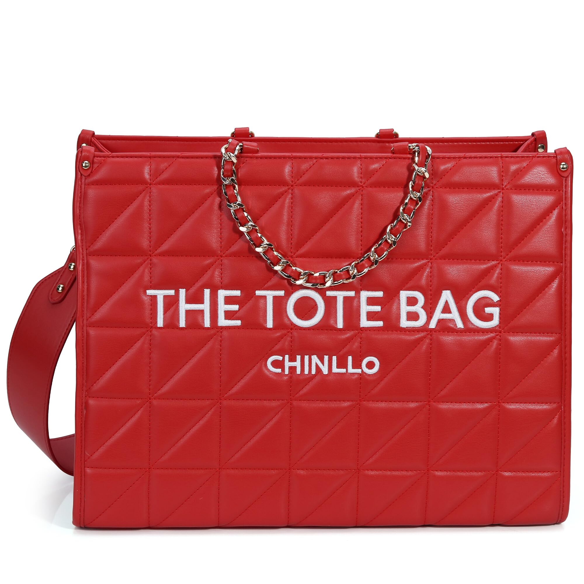 Chinllo Women's Quilted Tote Bag | Top Handle Satchel with Shoulder Strap | S, M, L
