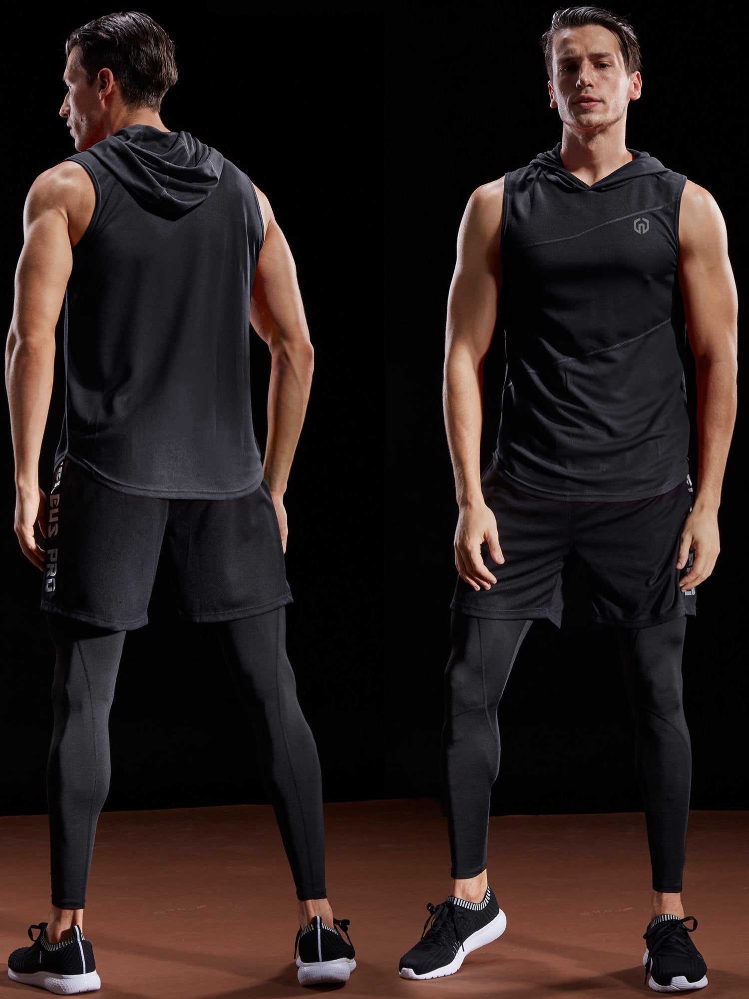 NELEUS Men's Dry Fit Hooded Muscle Tank Top - Athletic Workout Running Shirt 3-Pack