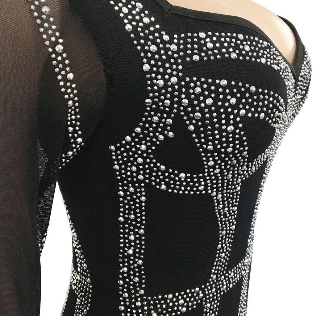 Crystal Mesh Rhinestone Bodycon Dress – Luxe Sheer Evening Gown