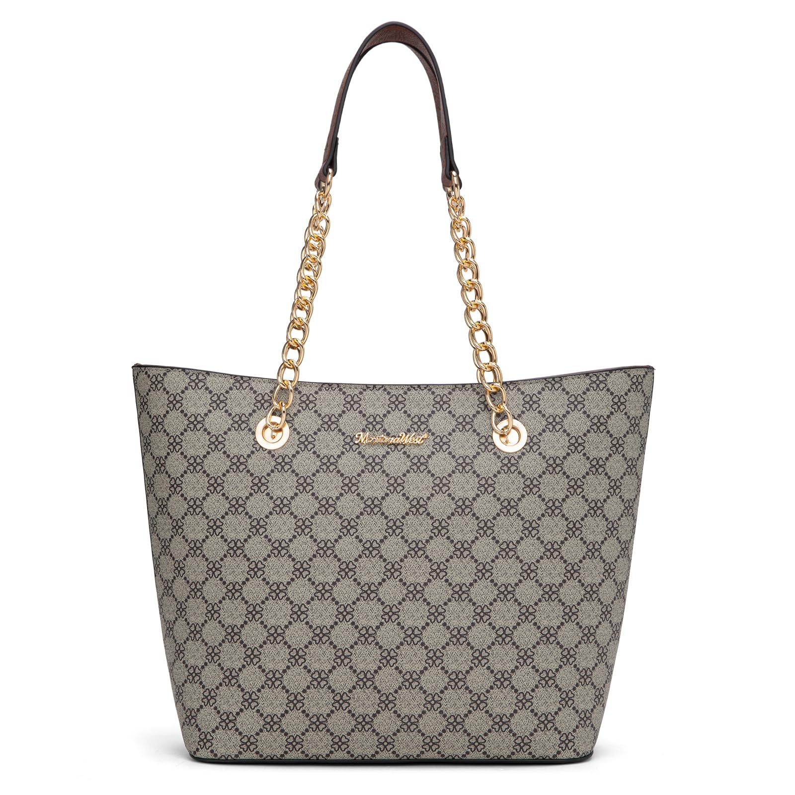 Montana West Women's Chain Top-Handle Tote Bag | Large Capacity Vegan Leather Handbag | 90-Day Warranty