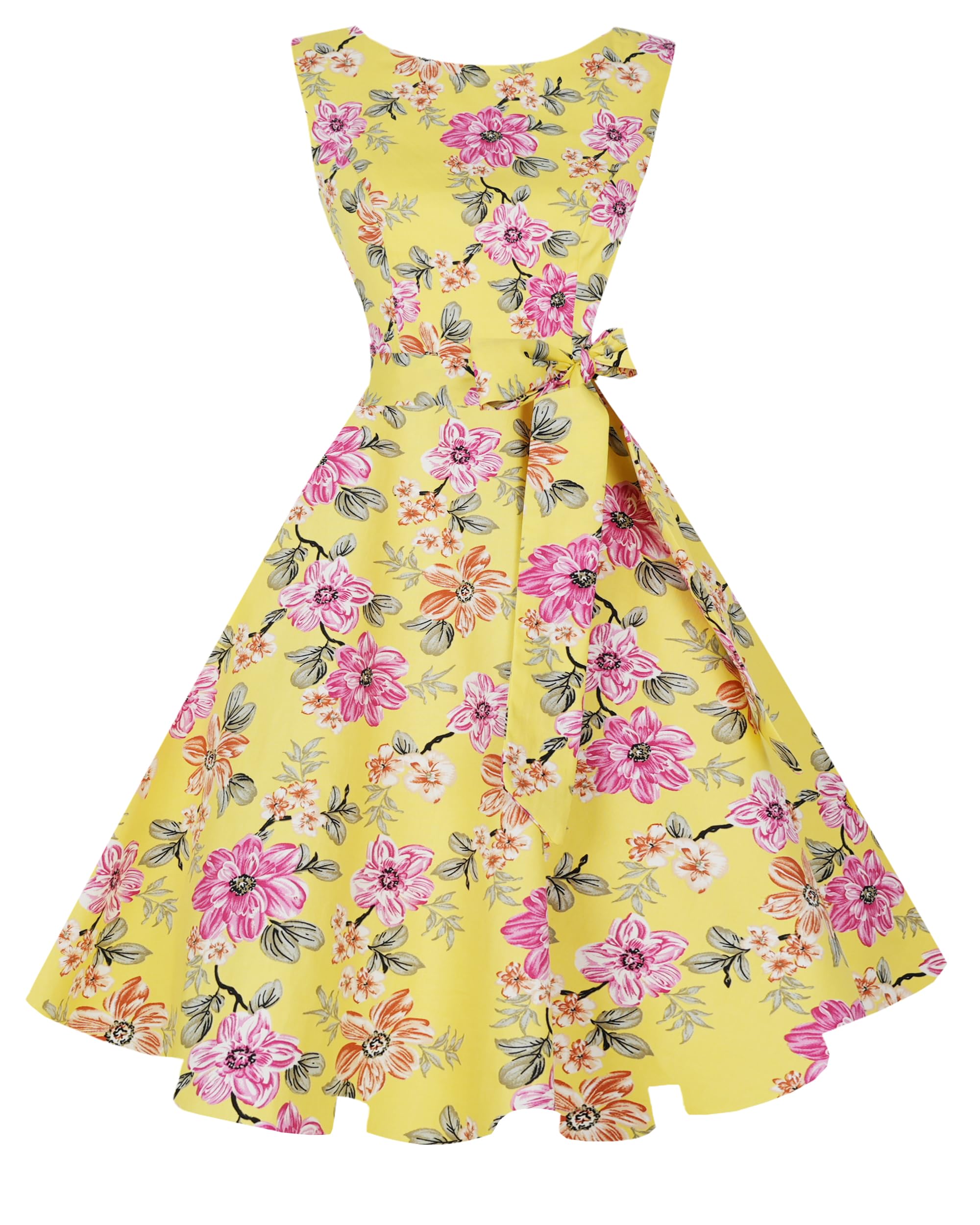 Women's Boatneck Sleeveless Swing Vintage 1950s Cocktail Dress