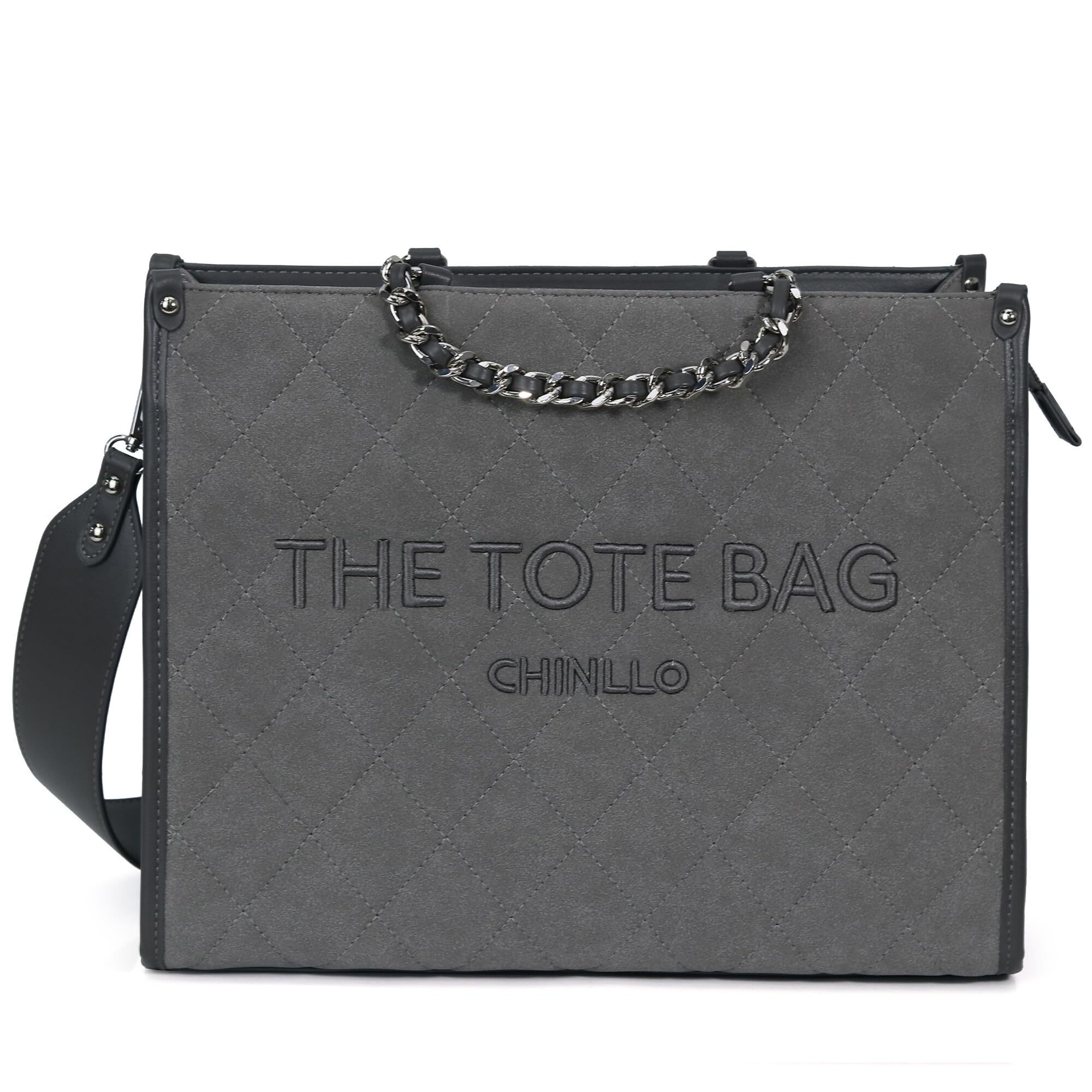 Chinllo Women's Quilted Tote Bag | Top Handle Satchel with Shoulder Strap | S, M, L