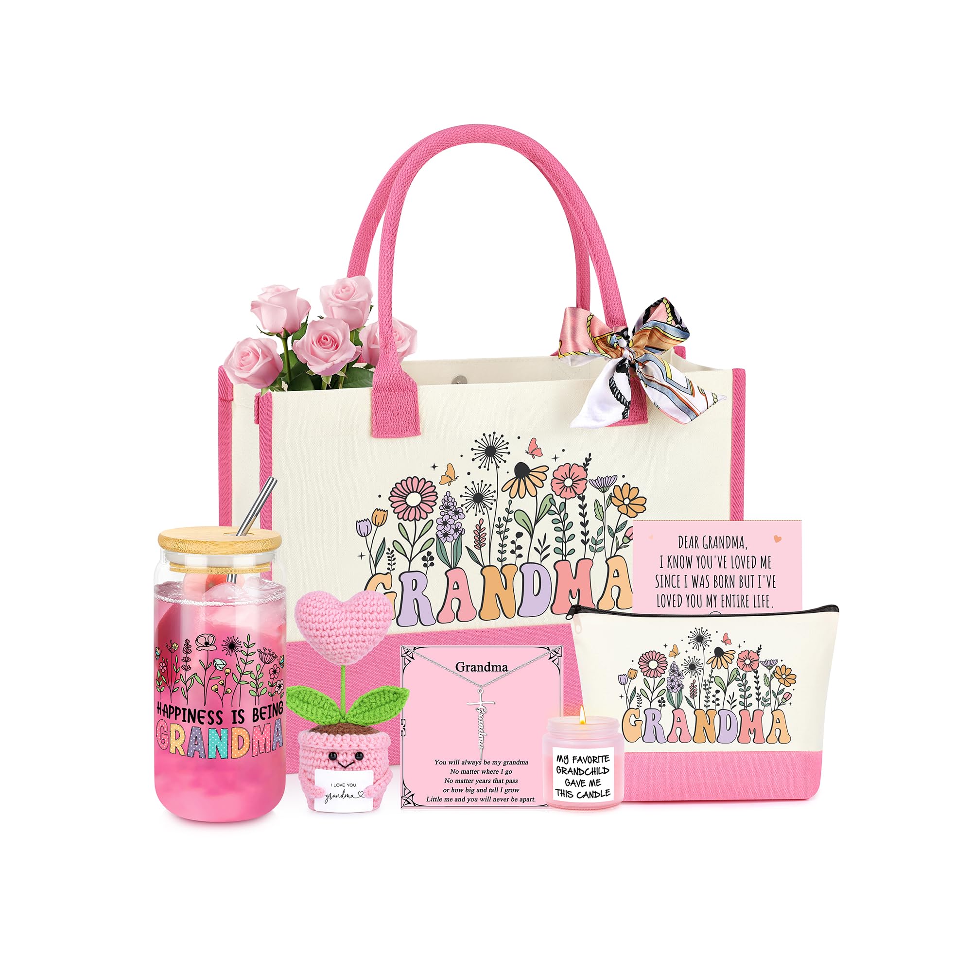 Women's Gift Basket Set of 6 – Tote, Cup, Candle & More