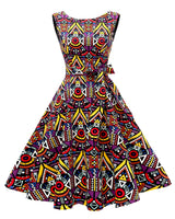 Women's Boatneck Sleeveless Swing Vintage 1950s Cocktail Dress