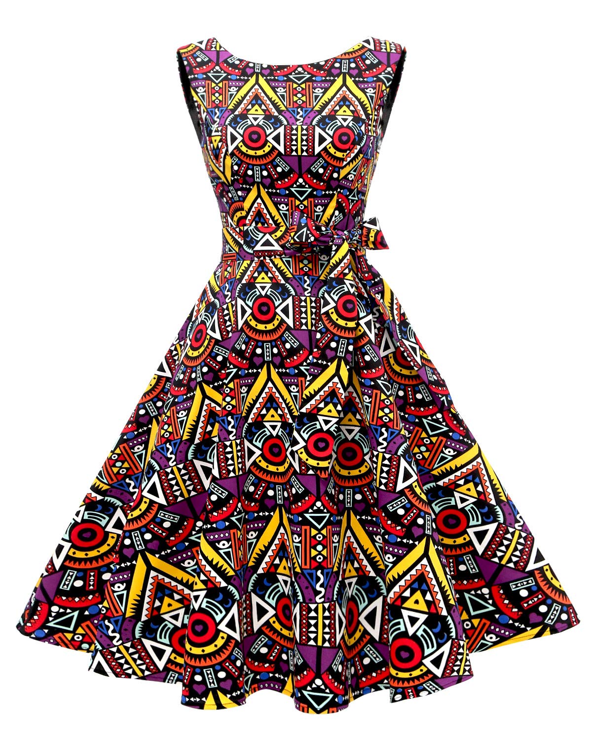 Women's Boatneck Sleeveless Swing Vintage 1950s Cocktail Dress