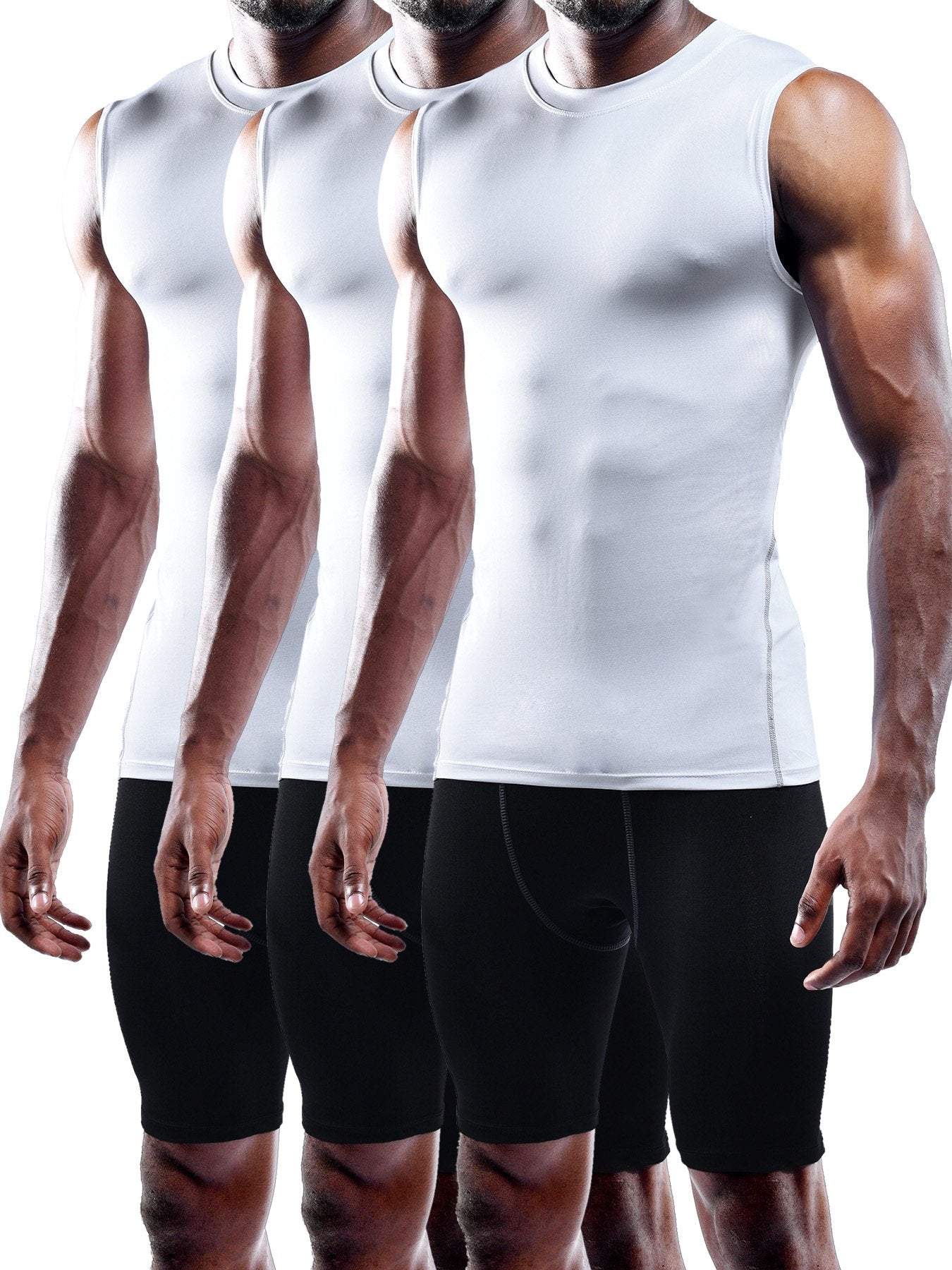 NELEUS Men's Athletic Compression Tank Top - Base Layer Sport Undershirt 3-Pack