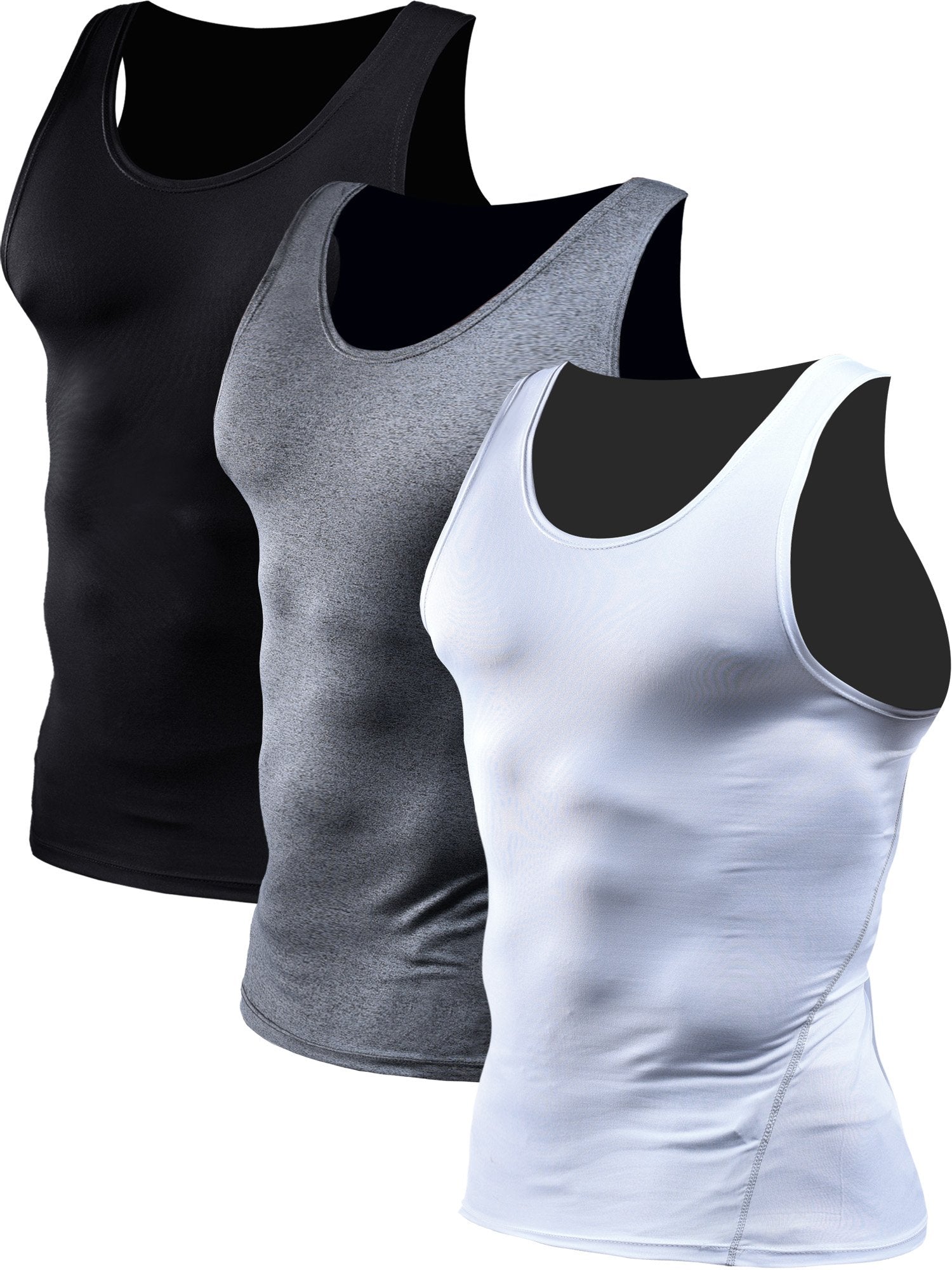 NELEUS Men's Athletic Compression Tank Top - Base Layer Sport Undershirt 3-Pack