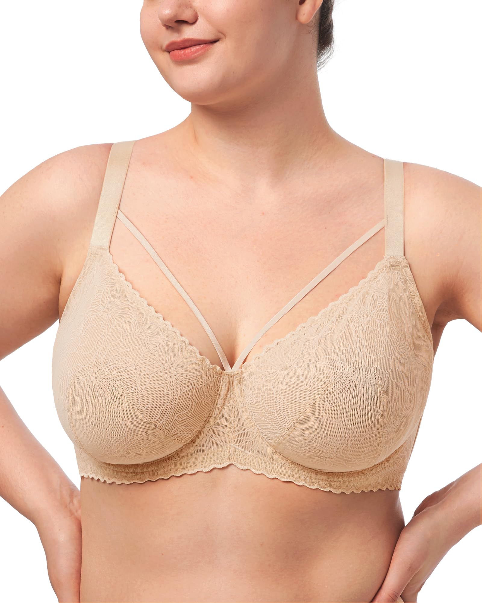 HSIA Minimizer Bras for Women Unlined Underwire Lace Bras for Large Breasts