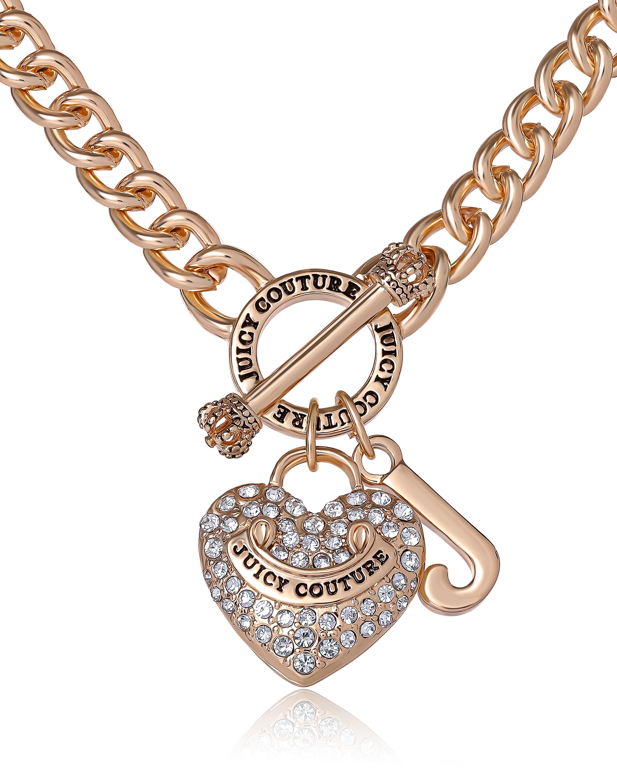 Juicy Couture Gold-Tone Logo Heart Pendant Necklace for Women