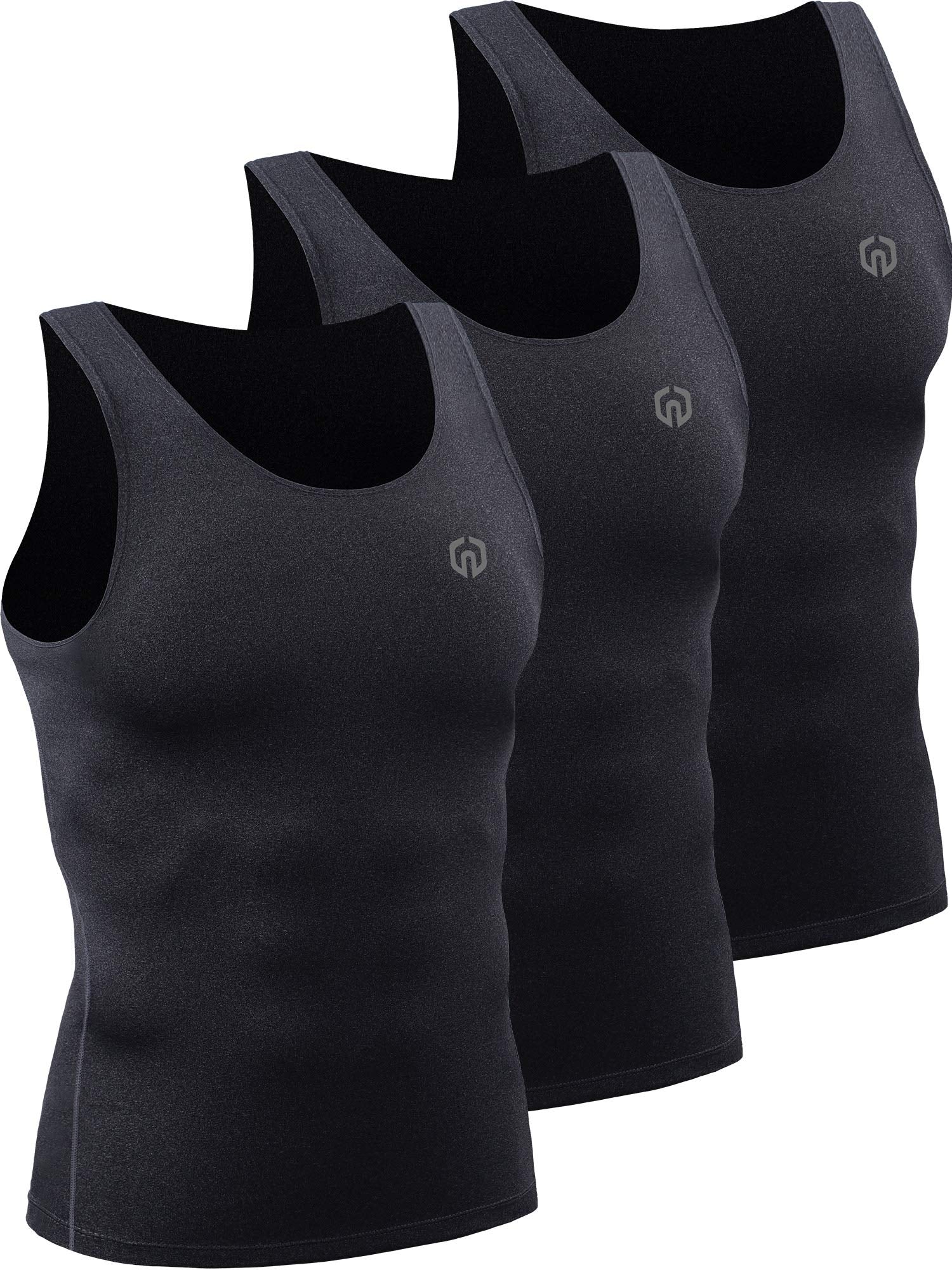 NELEUS Men's Athletic Compression Tank Top - Base Layer Sport Undershirt 3-Pack