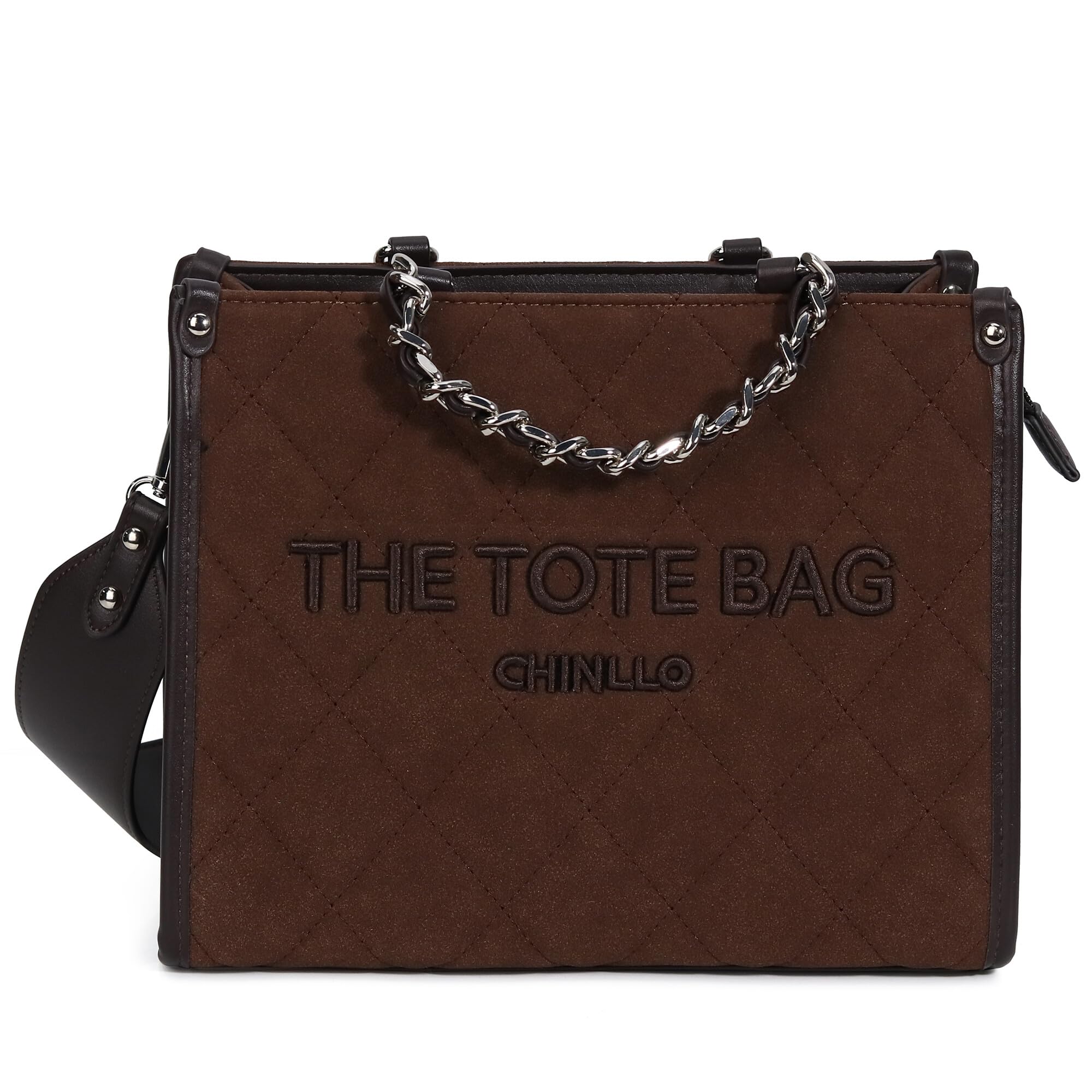 Chinllo Women's Quilted Tote Bag | Top Handle Satchel with Shoulder Strap | S, M, L