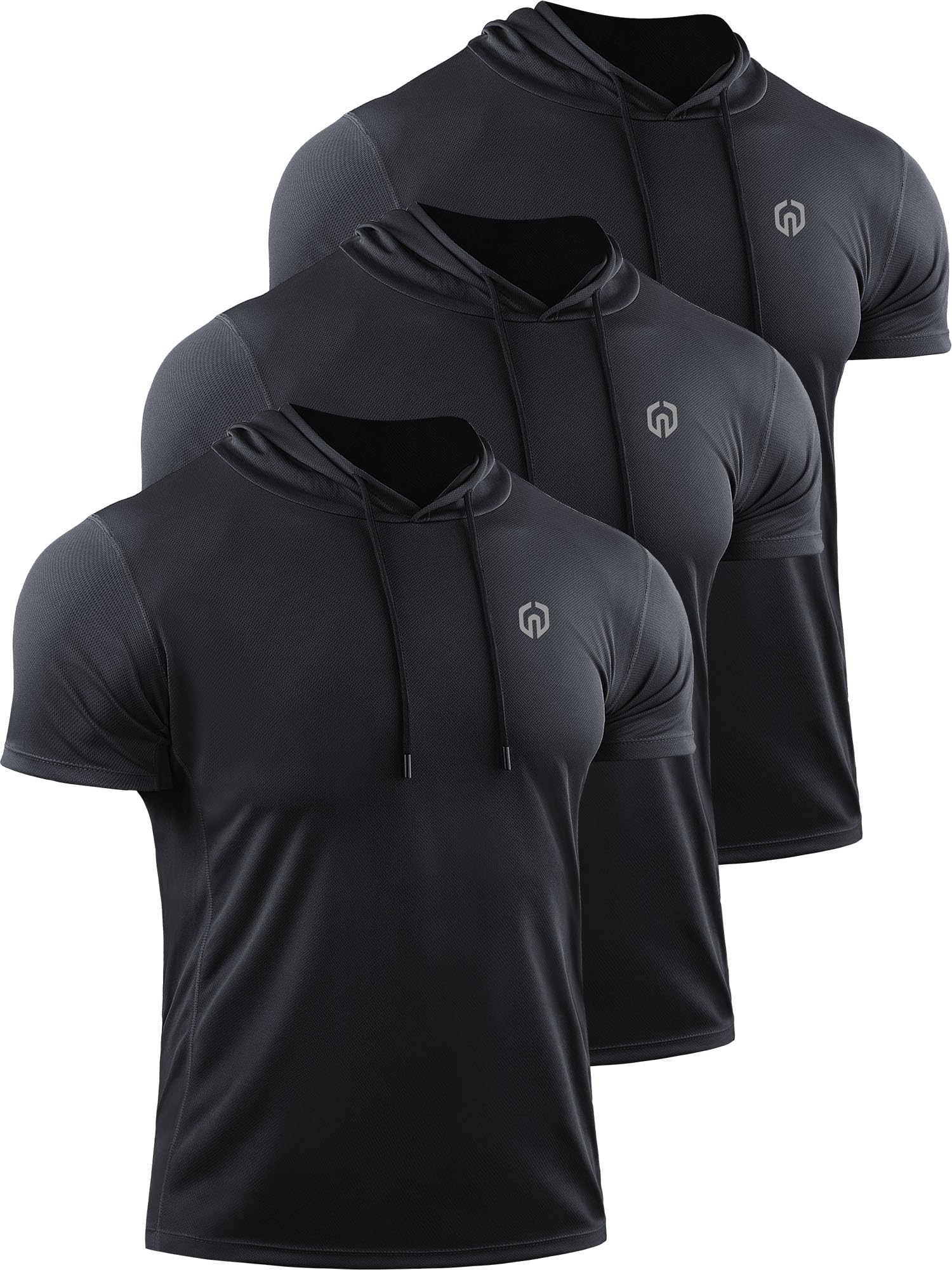 NELEUS Men's Dry Fit Hooded Muscle Tank Top - Athletic Workout Running Shirt 3-Pack