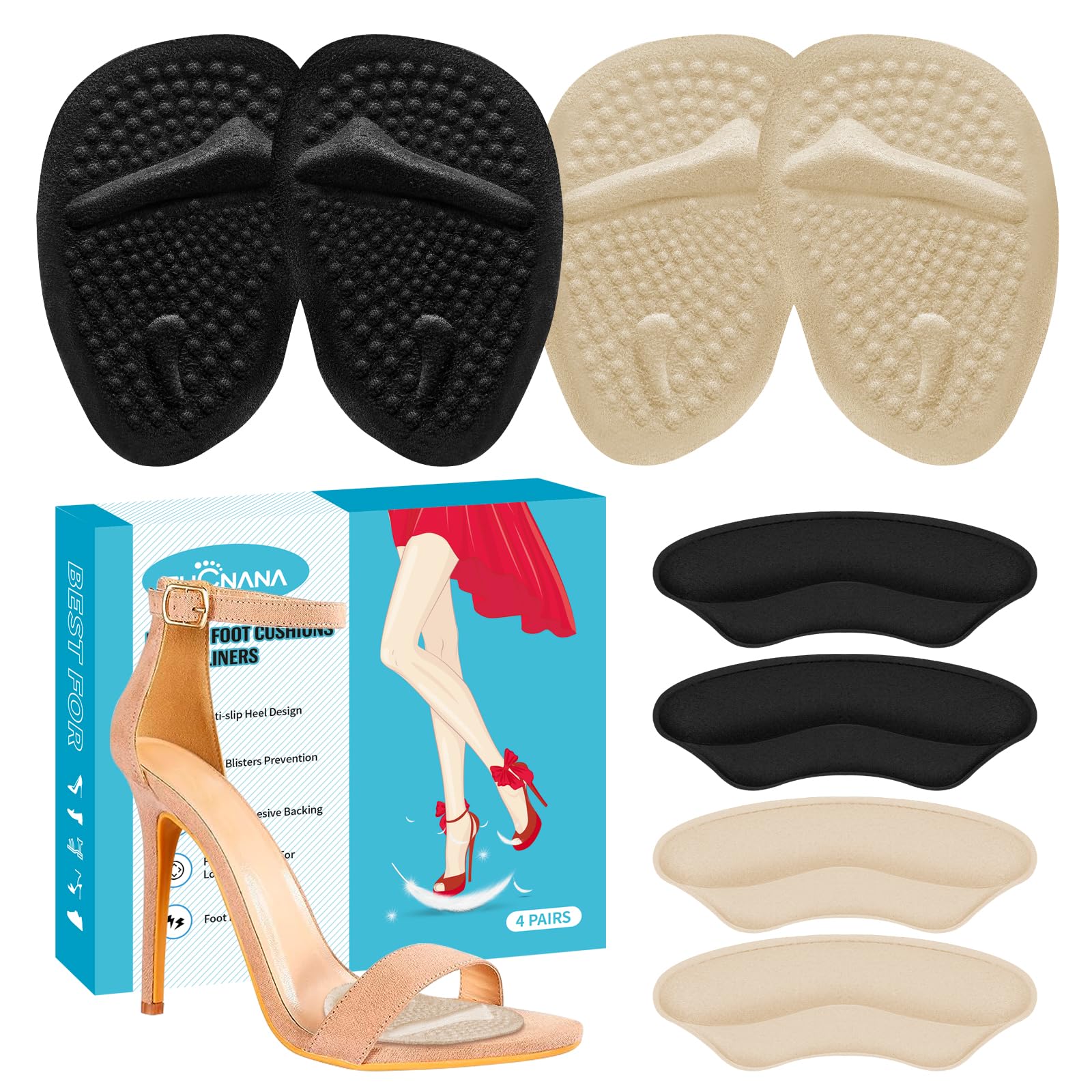 Metatarsal Pads for Women – Ball of Foot Cushions for Pain Relief, Reusable Medical-Grade Silicone Shoe Inserts