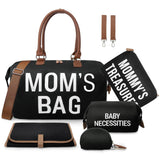 6Pcs Large Diaper Bag Tote with Changing Pad & 2 Organized Pouches, Mom'S Bag for Hospital with Pacifier Case, Straps, Stroller Hook, Baby Diaper Bag for Weekender Travel