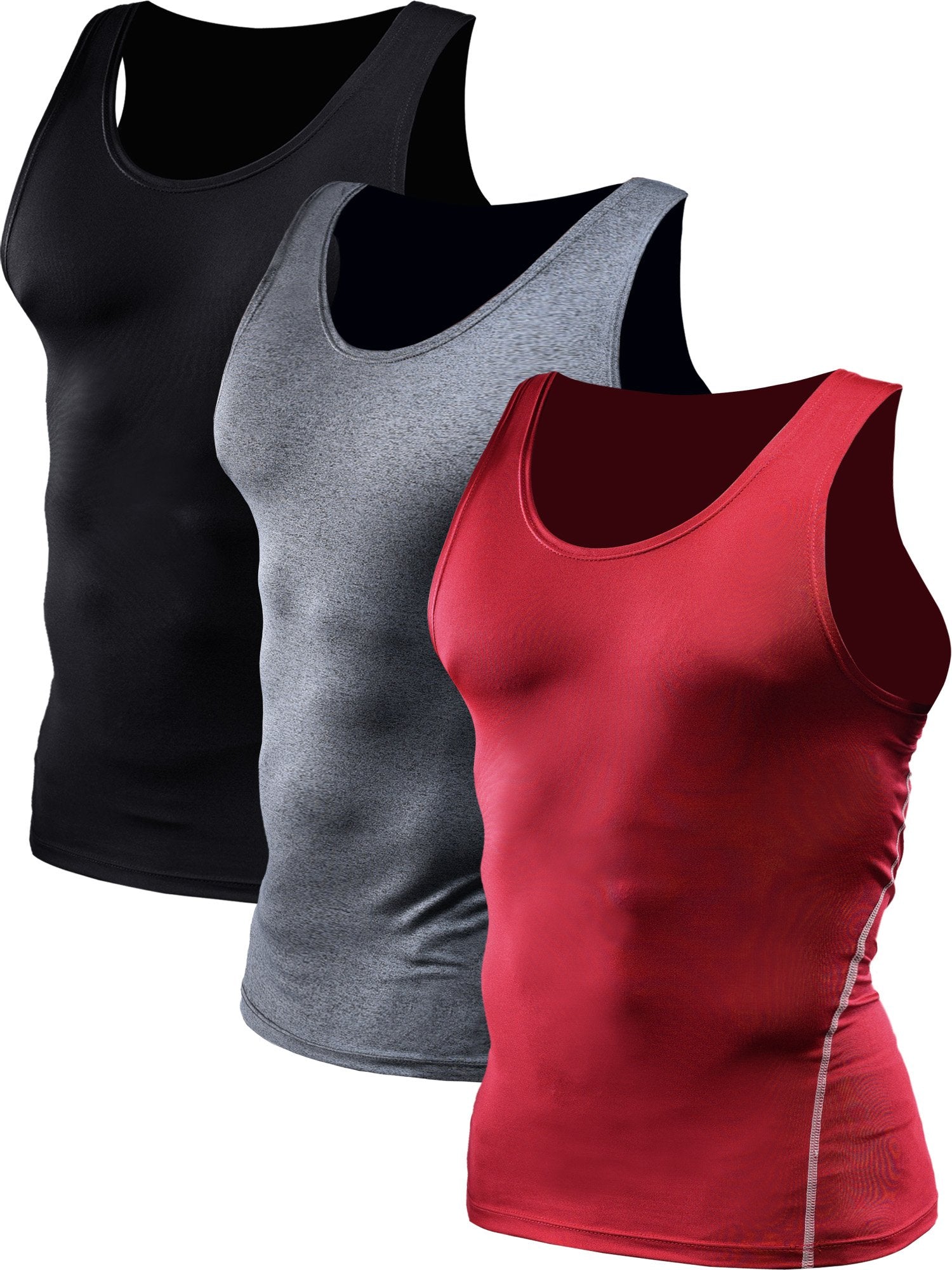 NELEUS Men's Athletic Compression Tank Top - Base Layer Sport Undershirt 3-Pack