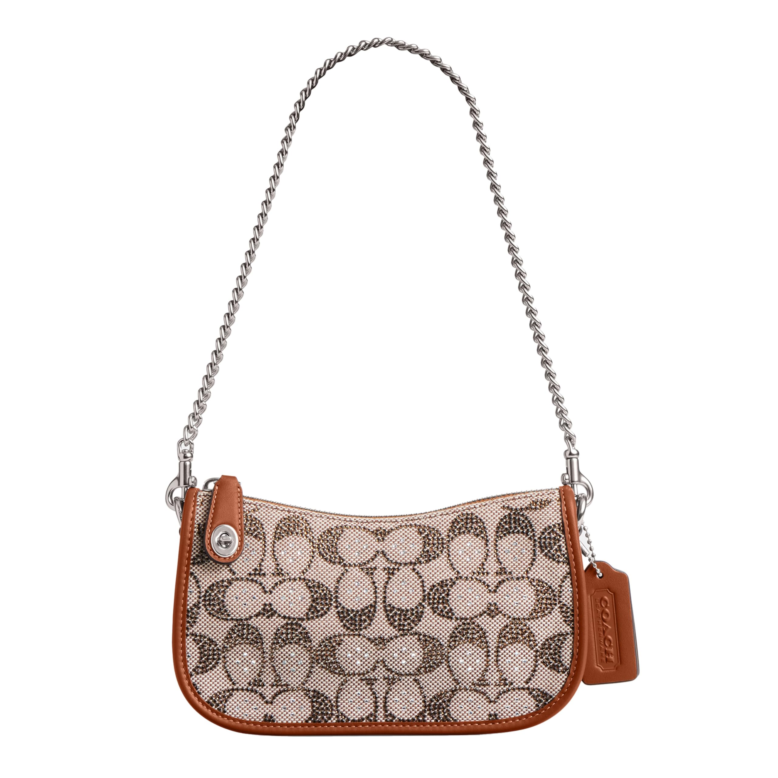 Crystal Signature Jacquard Swinger 20 with Chain Strap