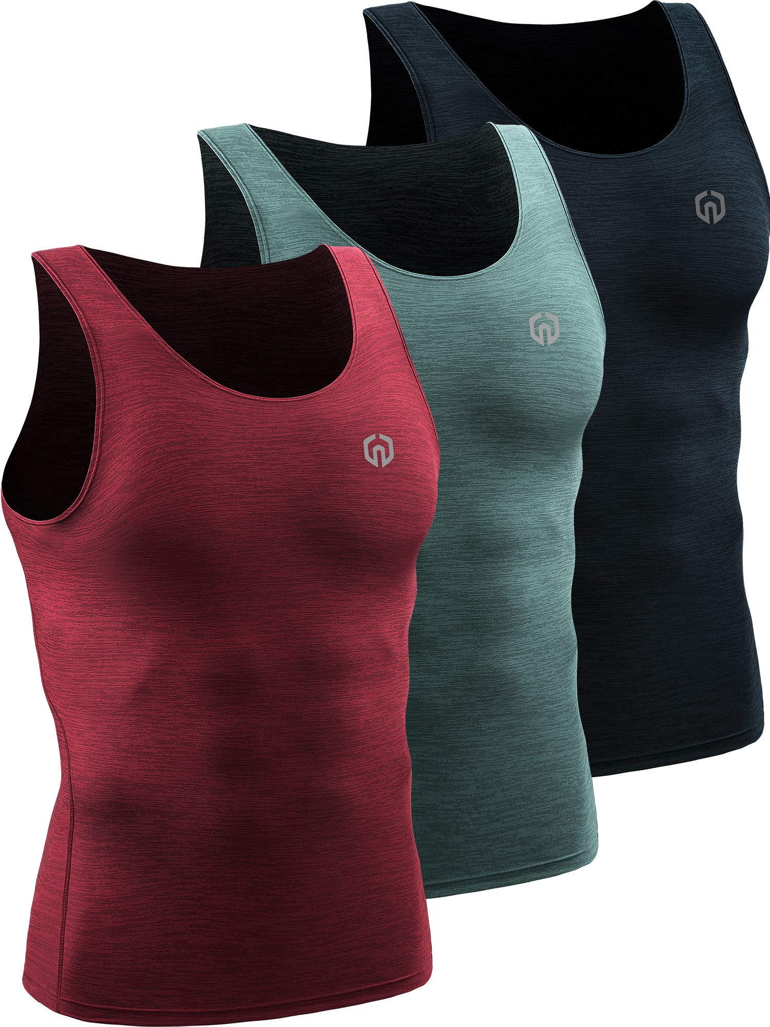 NELEUS Men's Athletic Compression Tank Top - Base Layer Sport Undershirt 3-Pack