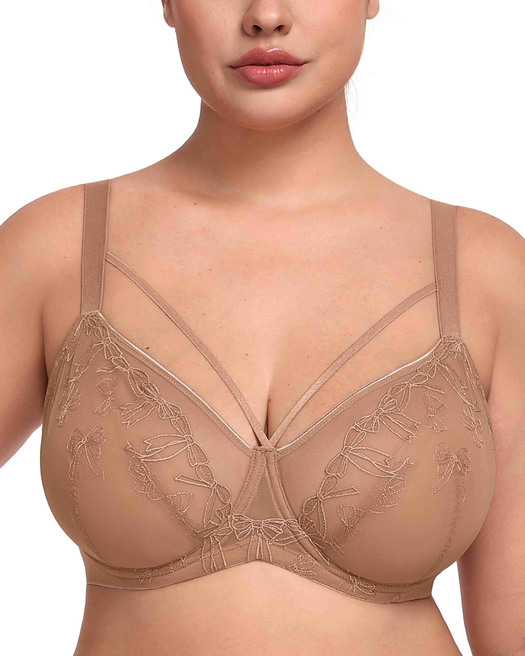 HSIA Minimizer Bras for Women Unlined Underwire Lace Bras for Large Breasts